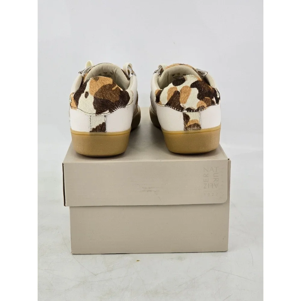 Naturalizer Medina Sneakers Womens Size 6 White Brown Animal Print - New
